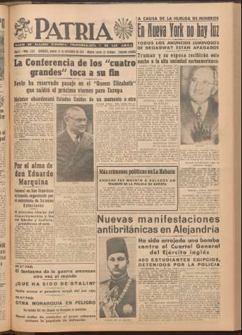 'Patria : diario de Falange Española Tradicionalista y de las J.O.N.S.' - Año XI Número 2ed_3115 - 1946 noviembre 26
