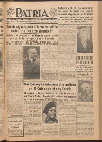 'Patria : diario de Falange Española Tradicionalista y de las J.O.N.S.' - Año XI Número 2ed_3117 - 1946 noviembre 28