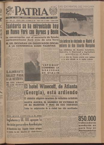 'Patria : diario de Falange Española Tradicionalista y de las J.O.N.S.' - Año XI Número 2ed_3125 - 1946 diciembre 7