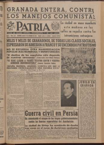 'Patria : diario de Falange Española Tradicionalista y de las J.O.N.S.' - Año XI Número 2ed_3127 - 1946 diciembre 10
