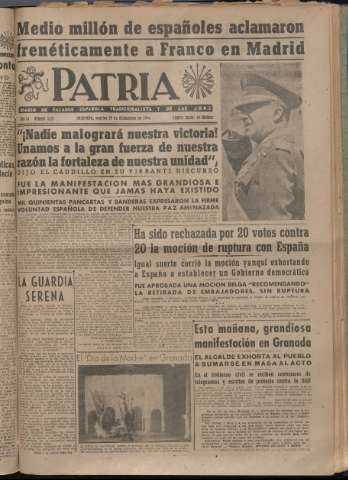 'Patria : diario de Falange Española Tradicionalista y de las J.O.N.S.' - Año XI Número 3127 - 1946 diciembre 10