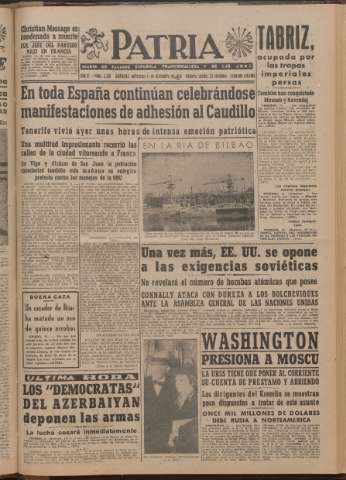 'Patria : diario de Falange Española Tradicionalista y de las J.O.N.S.' - Año XI Número 2ed_3128 - 1946 diciembre 11