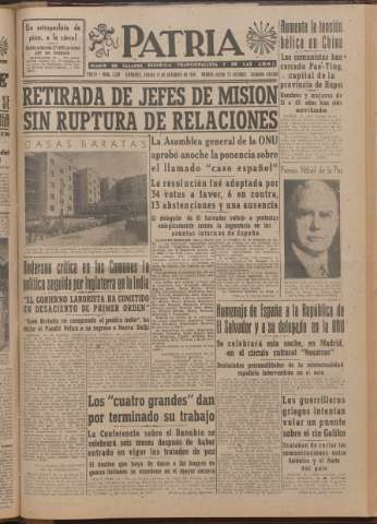 'Patria : diario de Falange Española Tradicionalista y de las J.O.N.S.' - Año XI Número 2ed_3130 - 1946 diciembre 13