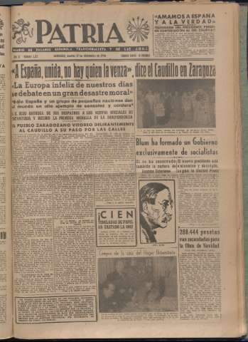 'Patria : diario de Falange Española Tradicionalista y de las J.O.N.S.' - Año XI Número 3133 - 1946 diciembre 17