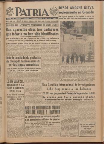 'Patria : diario de Falange Española Tradicionalista y de las J.O.N.S.' - Año XI Número 2ed_3134 - 1946 diciembre 18