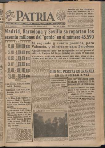 'Patria : diario de Falange Española Tradicionalista y de las J.O.N.S.' - Año XI Número 3138 - 1946 diciembre 22