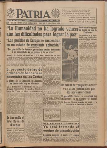 'Patria : diario de Falange Española Tradicionalista y de las J.O.N.S.' - Año XI Número 2ed_3139 - 1946 diciembre 24