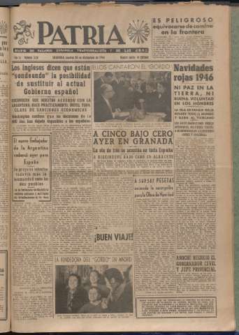 'Patria : diario de Falange Española Tradicionalista y de las J.O.N.S.' - Año XI Número 3139 - 1946 diciembre 24