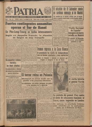 'Patria : diario de Falange Española Tradicionalista y de las J.O.N.S.' - Año XI Número 2ed_3141 - 1946 diciembre 27