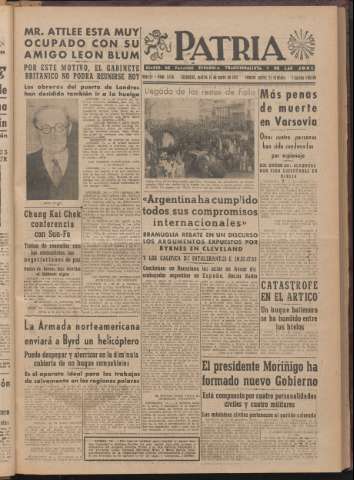 'Patria : diario de Falange Española Tradicionalista y de las J.O.N.S.' - Año XII Número 2ed_3156 - 1947 enero 14