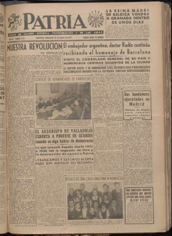 'Patria : diario de Falange Española Tradicionalista y de las J.O.N.S.' - Año XII Número 3157 - 1947 enero 15