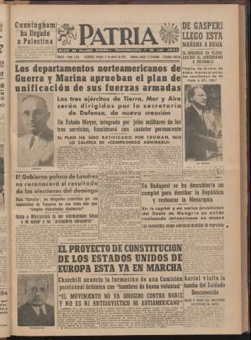 'Patria : diario de Falange Española Tradicionalista y de las J.O.N.S.' - Año XII Número 2ed_3159 - 1947 enero 17