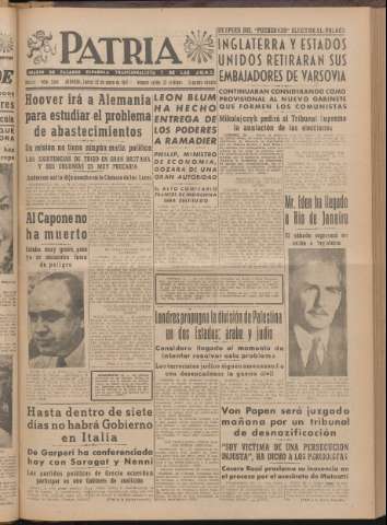 'Patria : diario de Falange Española Tradicionalista y de las J.O.N.S.' - Año XII Número 2ed_3164 - 1947 enero 23