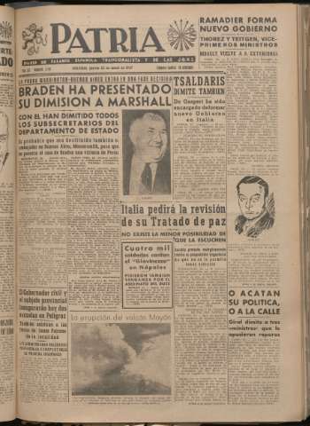'Patria : diario de Falange Española Tradicionalista y de las J.O.N.S.' - Año XII Número 3164 - 1947 enero 23