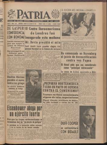 'Patria : diario de Falange Española Tradicionalista y de las J.O.N.S.' - Año XII Número 2ed_3165 - 1947 enero 24