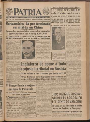 'Patria : diario de Falange Española Tradicionalista y de las J.O.N.S.' - Año XII Número 2ed_3169 - 1947 enero 29