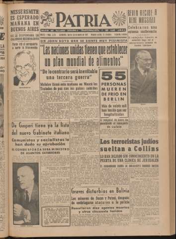 'Patria : diario de Falange Española Tradicionalista y de las J.O.N.S.' - Año XII Número 2ed_3170 - 1947 enero 30