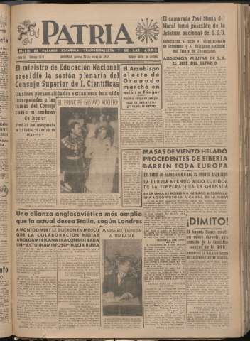'Patria : diario de Falange Española Tradicionalista y de las J.O.N.S.' - Año XII Número 3170 - 1947 enero 30