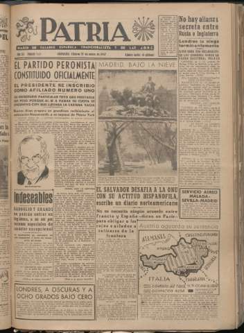 'Patria : diario de Falange Española Tradicionalista y de las J.O.N.S.' - Año XII Número 3171 - 1947 enero 31