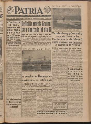 'Patria : diario de Falange Española Tradicionalista y de las J.O.N.S.' - Año XII Número 2ed_3175 - 1947 febrero 5