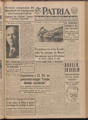 'Patria : diario de Falange Española Tradicionalista y de las J.O.N.S.' - Año XII Número 2ed_3176 - 1947 febrero 6