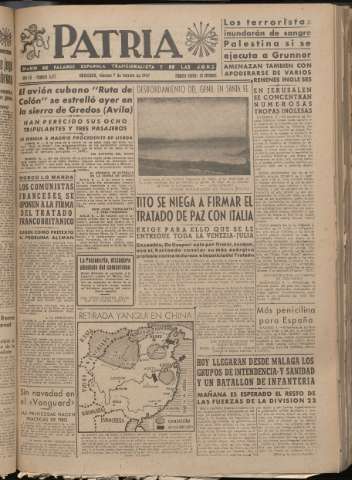 'Patria : diario de Falange Española Tradicionalista y de las J.O.N.S.' - Año XII Número 3177 - 1947 febrero 7