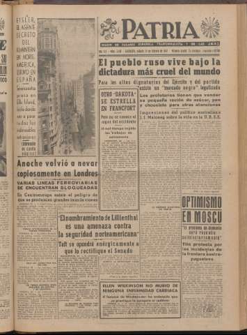 'Patria : diario de Falange Española Tradicionalista y de las J.O.N.S.' - Año XII Número 2ed_3190 - 1947 febrero 22