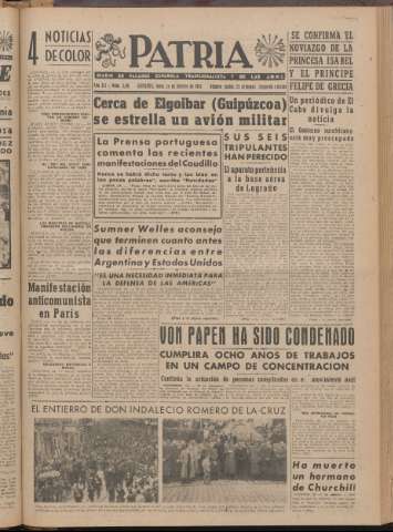 'Patria : diario de Falange Española Tradicionalista y de las J.O.N.S.' - Año XII Número 2ed_3191 - 1947 febrero 24
