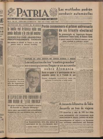 'Patria : diario de Falange Española Tradicionalista y de las J.O.N.S.' - Año XII Número 2ed_3192 - 1947 febrero 25