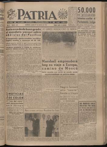 'Patria : diario de Falange Española Tradicionalista y de las J.O.N.S.' - Año XII Número 3194 - 1947 febrero 27