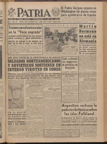 'Patria : diario de Falange Española Tradicionalista y de las J.O.N.S.' - Año XII Número 2ed_3195 - 1947 febrero 28
