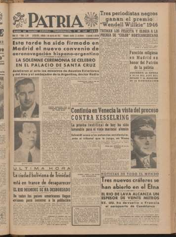 'Patria : diario de Falange Española Tradicionalista y de las J.O.N.S.' - Año XII Número 2ed_3196 - 1947 marzo 1
