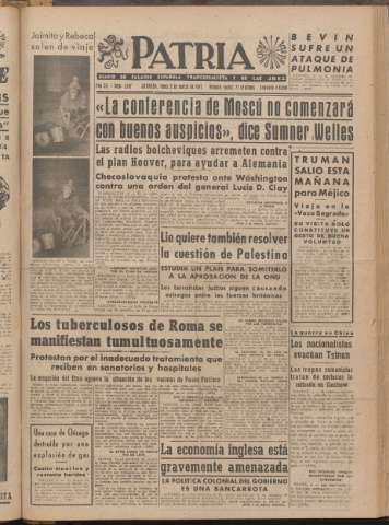 'Patria : diario de Falange Española Tradicionalista y de las J.O.N.S.' - Año XII Número 2ed_3197 - 1947 marzo 3