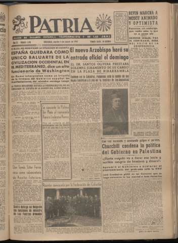 'Patria : diario de Falange Española Tradicionalista y de las J.O.N.S.' - Año XII Número 3198 - 1947 marzo 4