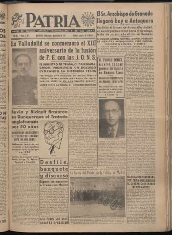 'Patria : diario de Falange Española Tradicionalista y de las J.O.N.S.' - Año XII Número 3199 - 1947 marzo 5