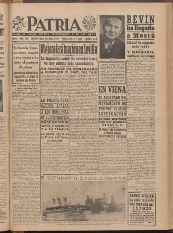 'Patria : diario de Falange Española Tradicionalista y de las J.O.N.S.' - Año XII Número 2ed_4002 - 1947 marzo 8