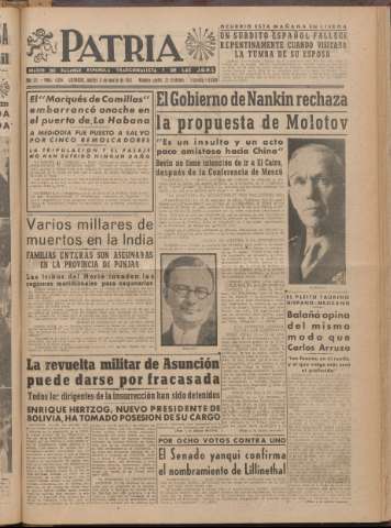 'Patria : diario de Falange Española Tradicionalista y de las J.O.N.S.' - Año XII Número 2ed_4004 - 1947 marzo 11