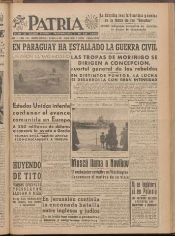 'Patria : diario de Falange Española Tradicionalista y de las J.O.N.S.' - Año XII Número 2ed_4005 - 1947 marzo 12