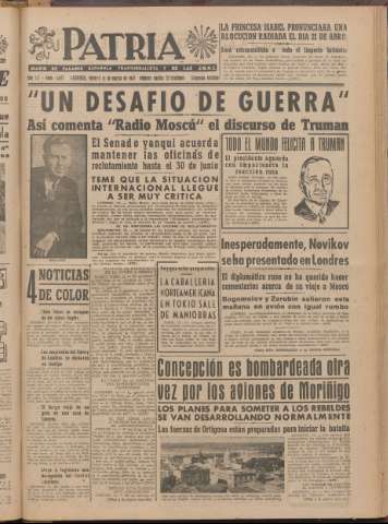 'Patria : diario de Falange Española Tradicionalista y de las J.O.N.S.' - Año XII Número 2ed_4007 - 1947 marzo 14