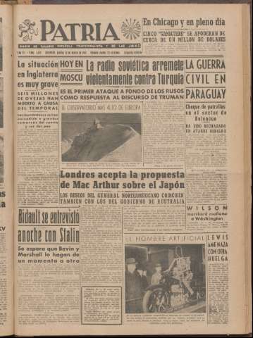 'Patria : diario de Falange Española Tradicionalista y de las J.O.N.S.' - Año XII Número 2ed_4010 - 1947 marzo 18