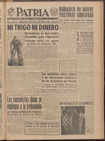 'Patria : diario de Falange Española Tradicionalista y de las J.O.N.S.' - Año XII Número 2ed_4013 - 1947 marzo 21