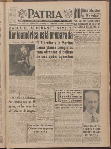 'Patria : diario de Falange Española Tradicionalista y de las J.O.N.S.' - Año XII Número 2ed_4018 - 1947 marzo 27