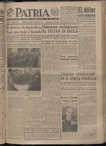 'Patria : diario de Falange Española Tradicionalista y de las J.O.N.S.' - Año XII Número 4030 - 1947 abril 11