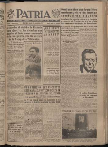 'Patria : diario de Falange Española Tradicionalista y de las J.O.N.S.' - Año XII Número 4031 - 1947 abril 12