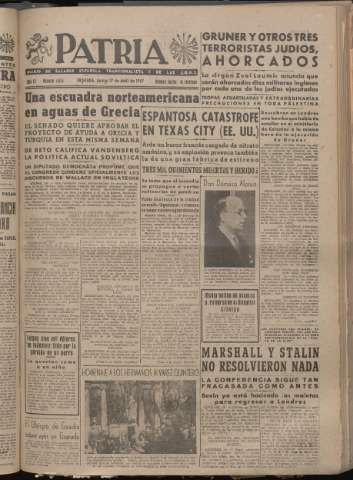 'Patria : diario de Falange Española Tradicionalista y de las J.O.N.S.' - Año XII Número 4035 - 1947 abril 17