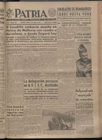 'Patria : diario de Falange Española Tradicionalista y de las J.O.N.S.' - Año XII Número 4061 - 1947 mayo 17