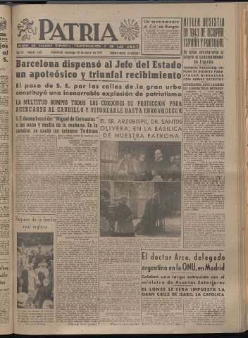 'Patria : diario de Falange Española Tradicionalista y de las J.O.N.S.' - Año XII Número 4062 - 1947 mayo 18