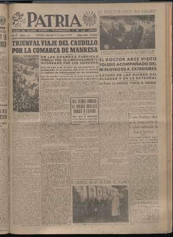 'Patria : diario de Falange Española Tradicionalista y de las J.O.N.S.' - Año XII Número 4064 - 1947 mayo 21