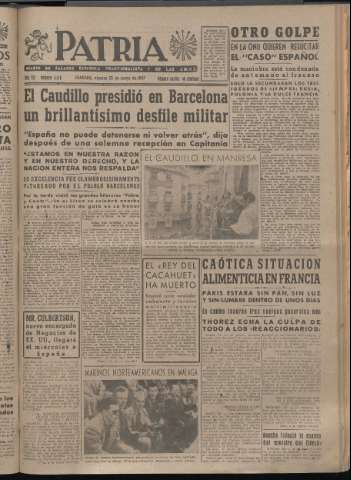 'Patria : diario de Falange Española Tradicionalista y de las J.O.N.S.' - Año XII Número 4066 - 1947 mayo 23