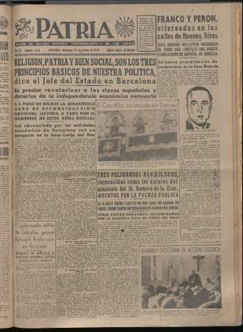 'Patria : diario de Falange Española Tradicionalista y de las J.O.N.S.' - Año XII Número 4068 - 1947 mayo 25